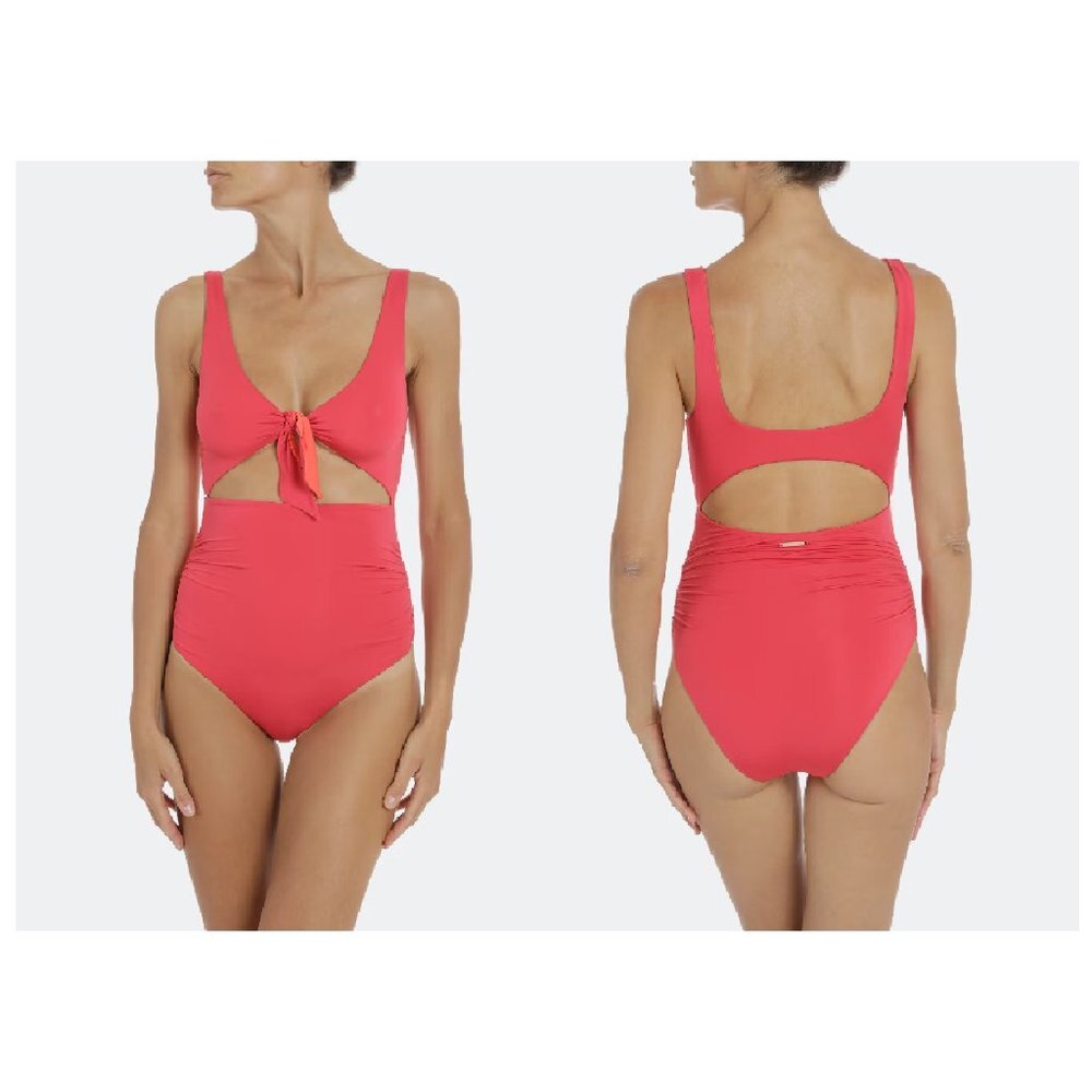 Stella McCartney One-Piece Swim Suit M Front Cutout Reversible Pink/Clementine